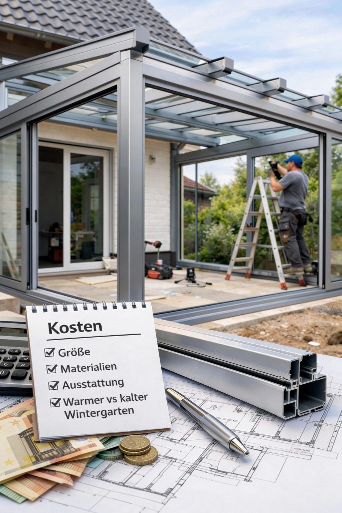Kostenplanung für Wintergarten: Materialien, Größe und warmer oder kalter Wintergarten.